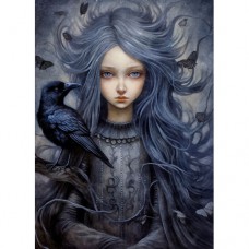 DUTCH LADY DESIGNS GREETING CARD Mystic Raven Girl